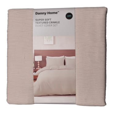 Polyester Queen Textured Crinkle Duvet Cover 3pcs Set - default