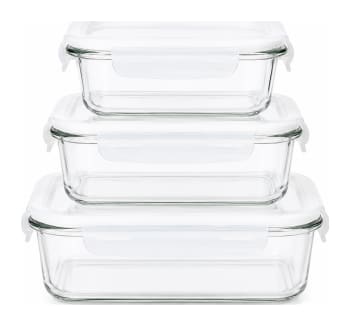 Food Glass Containers 3pcs 400ml+630ml+1000ml - default