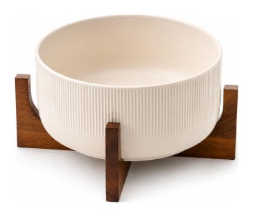 Salad Bowl with Acacia Stand 2pcs 2.7L