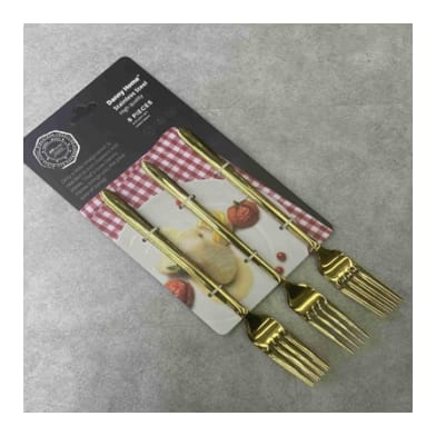 Gold Dessert Fork 6Pcs 14.3cm - default