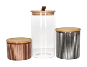 Glass &amp; Ceramic Canister Set 3pcs - default