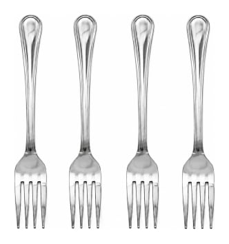 Silver Stainless Steel Dinner Fork 4Pcs