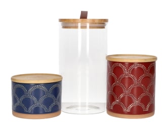 Glass &amp; Ceramic Canister Set 3pcs - default