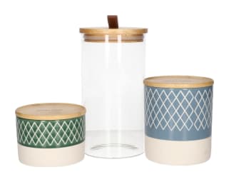 Glass &amp; Ceramic Canister Set 3pcs - default