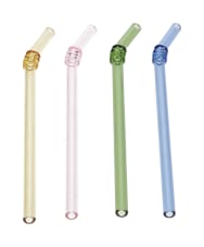 Reusable Glass Straws &amp; Cleaning Brush 5pcs