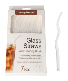 6Pcs Reusable Glass Heat Resistant Wave Straws 20cm 