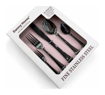 Black 20-Piece Cutlery Set - default