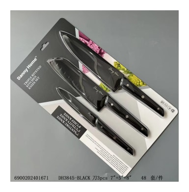 Black Knife Set 3pcs - default