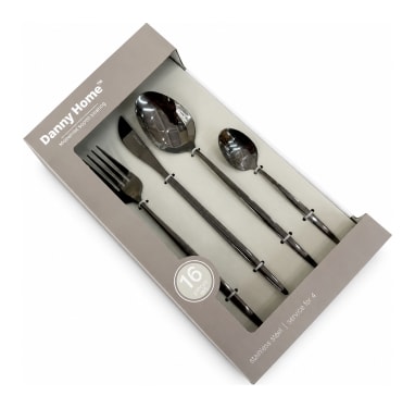 Black 16-Piece Cutlery Set - default
