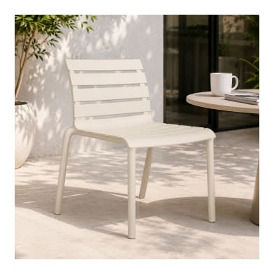 Off-White Slatted Outdoor Dining Chair 46cm