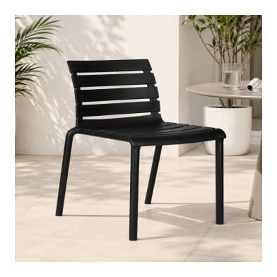 Black Slatted Outdoor Dining Chair 46cm