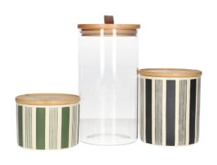 Glass &amp; Ceramic Canister Set 3pcs - default