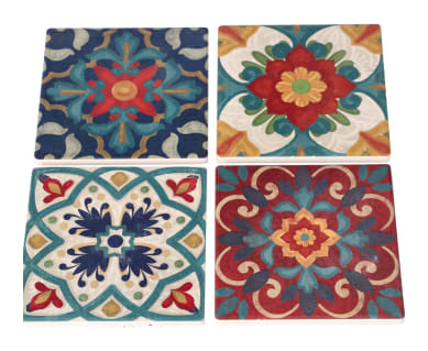 Absorbent Coasters with Rack 4pcs 9.9cm - default