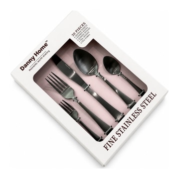 Black 20-Piece Cutlery Set - default