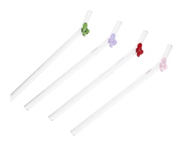 4Pcs Reusable Glass Heat Resistant Straws 20cm - default