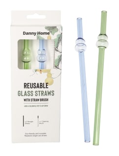 2Pcs Reusable Glass Heat Resistant Straws 20cm - default