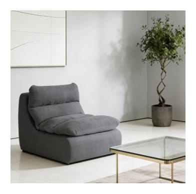 Charcoal Grey Armless Lounge Sofa 81cm