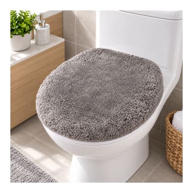 Grey Plush Toilet Lid Cover 50cm 