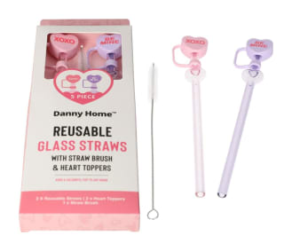 Reusable Glass Straws &amp; Cleaning Brush 3pcs