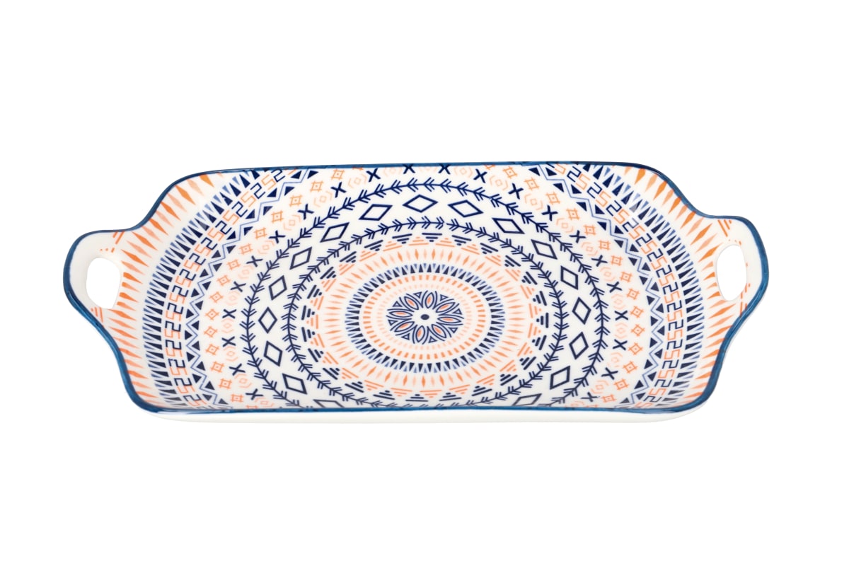 Ceramic Tribal Serving Dish With Handles 29cm - default