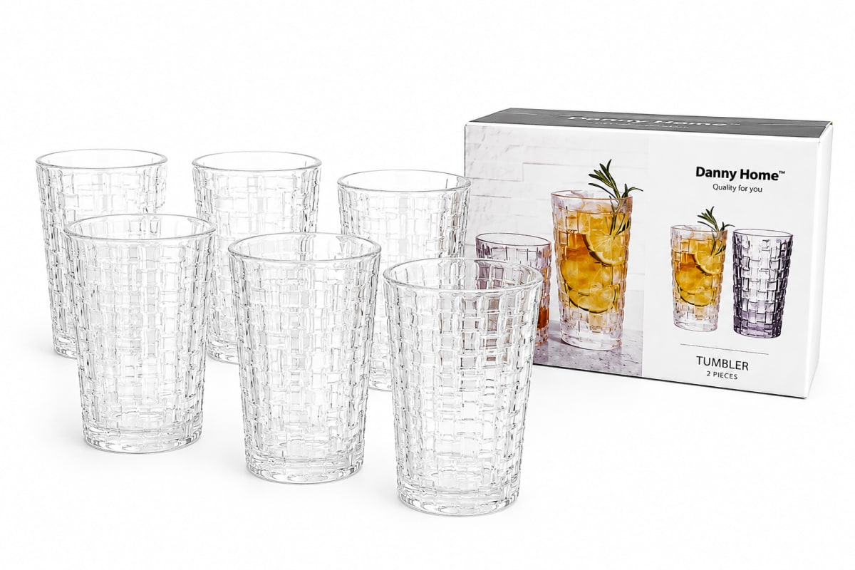 Textured Glass Tumbler Set 6pcs 400ml  - default