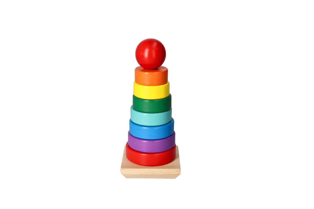 Wooden Stacker Rainbow Tower For Toddlers - default