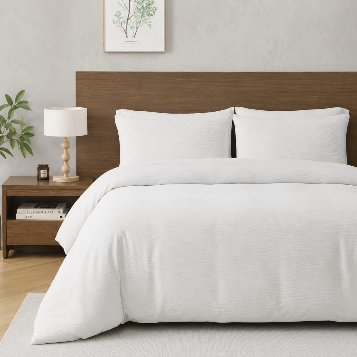 Polyester King Textured Crinkle Duvet Cover 3pcs Set - default