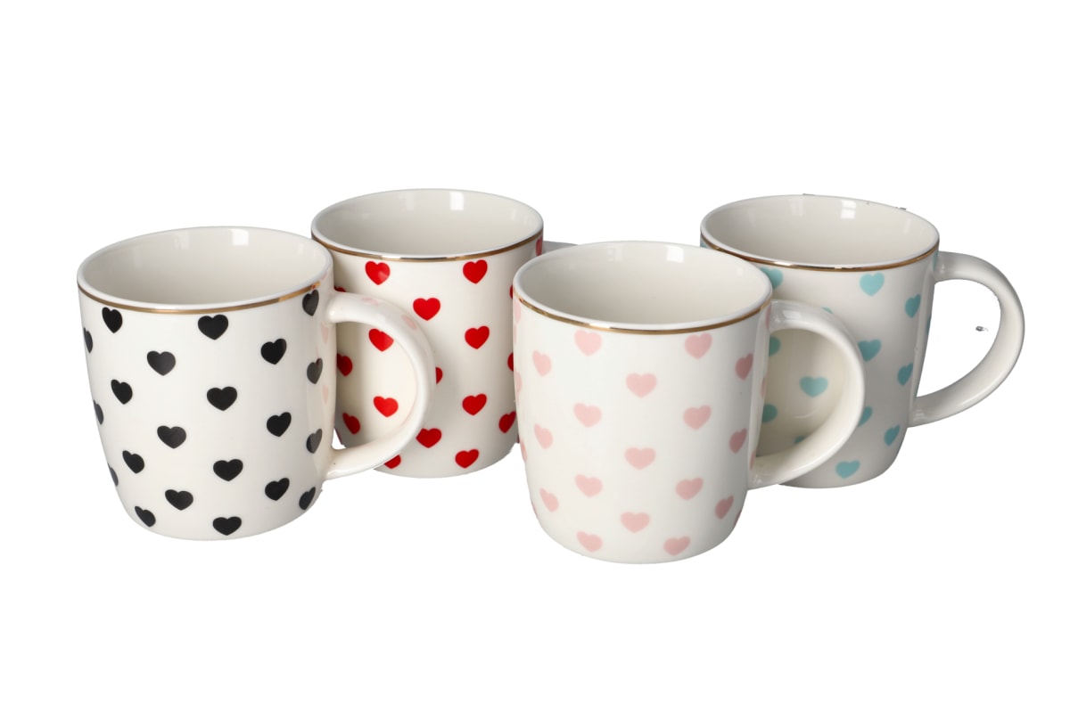 4 Heart Printed Mugs  - default