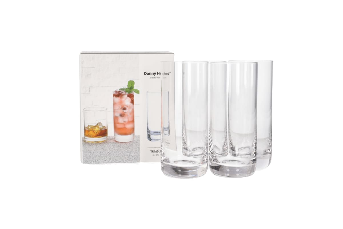 4 Long Tumbler Glasses 370ml - default