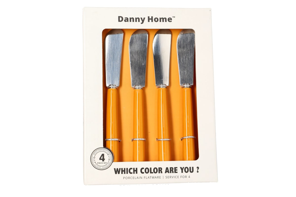 4 Pcs Orange Porcelain Butter Knife Set   - default