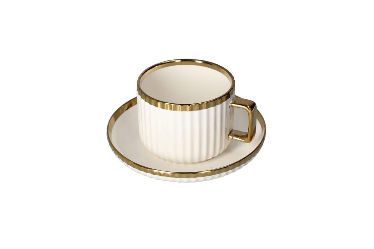 Golden Rim Cup and Saucer Set 2pcs - default