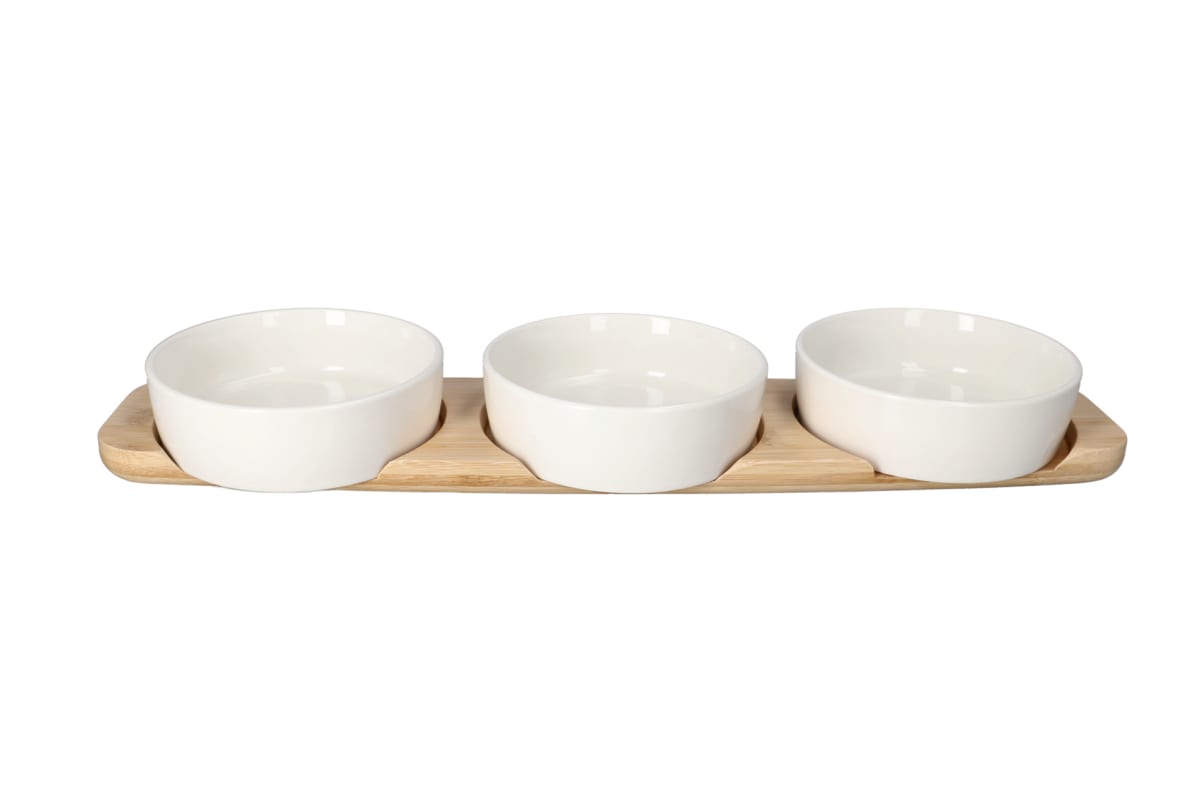 Bamboo &amp; Ceramic Serving Platter - default