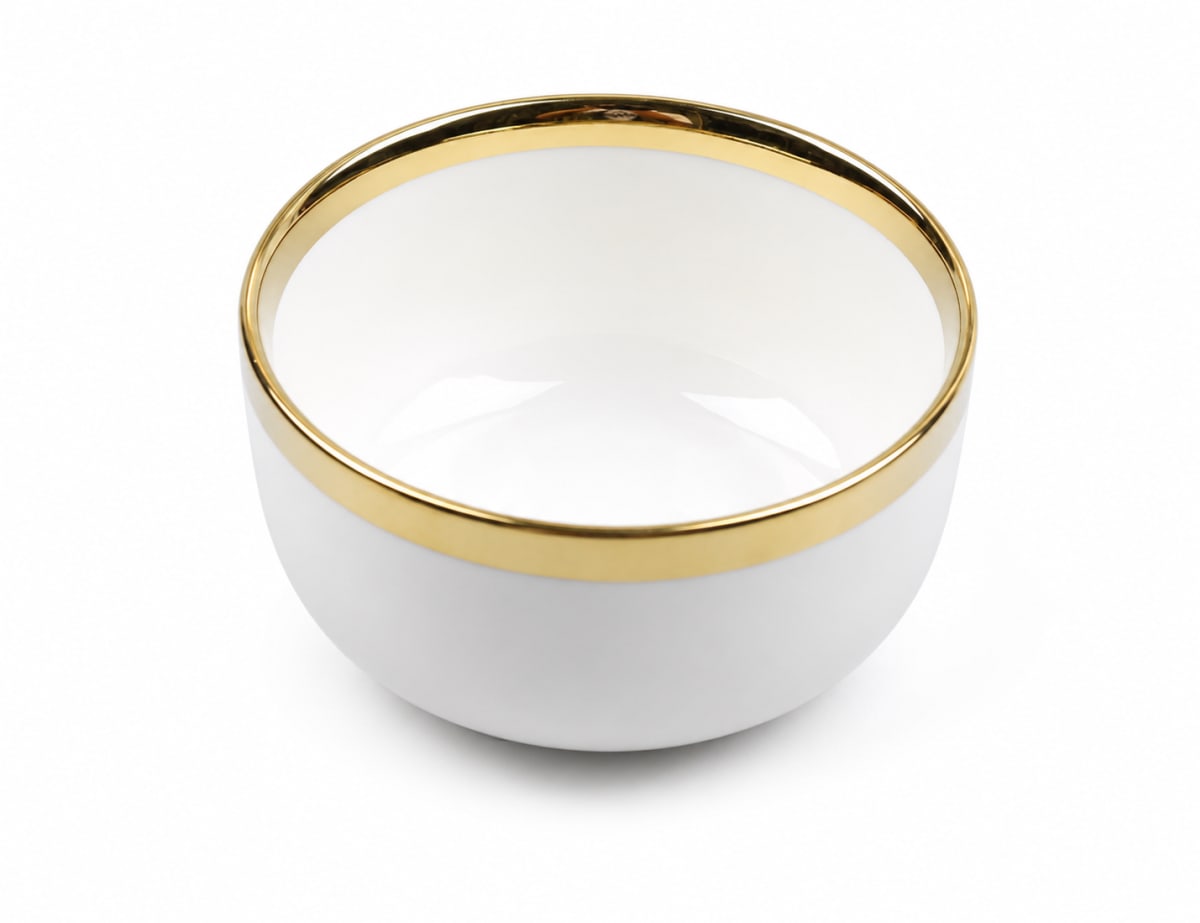 Golden Rim White Dessert Bowl 5" - default