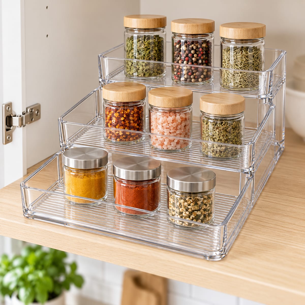 Clear Plastic 3-Tier Spice Rack 26cm - default