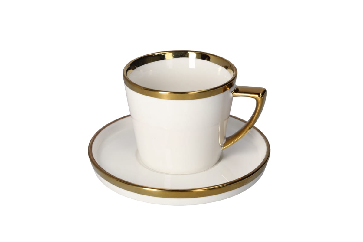 Golden Rim Cup and Saucer Set 2pcs - default