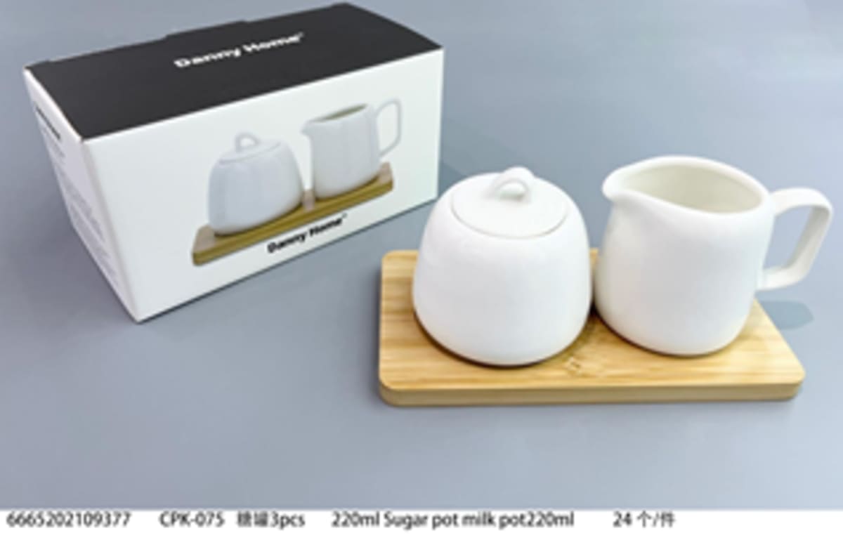 Sugar Jar &amp; Creamer with Tray 3pcs   - default