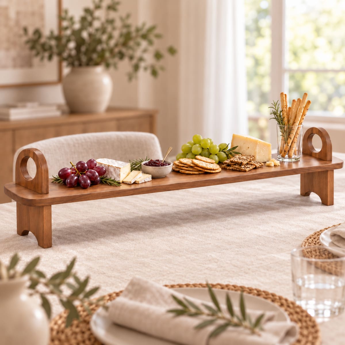 Acacia Wooden Raised Snack Tray 95.5cm - default