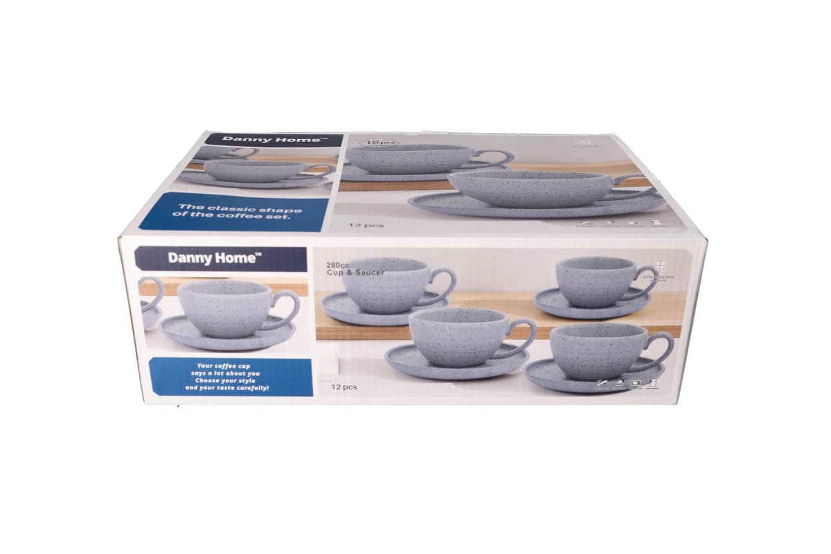 Ceramic Cup & Saucer 12pcs 280ml Danny Home