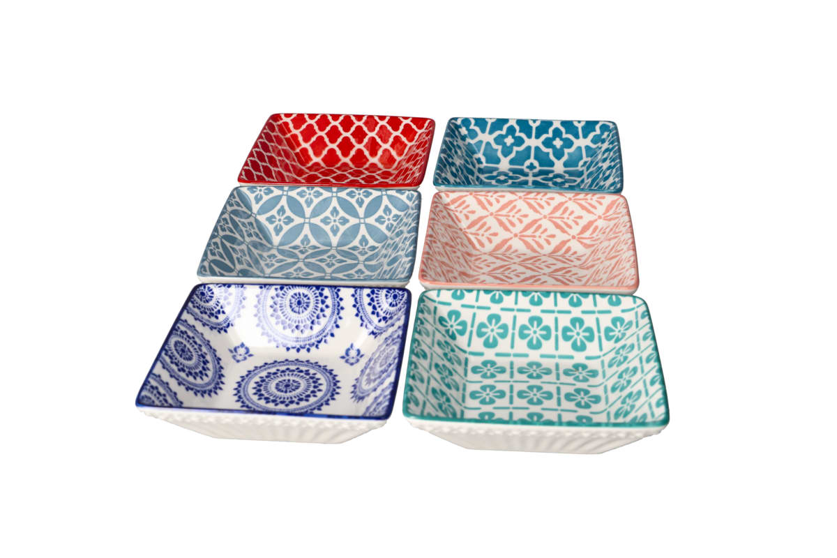 6Pcs Mixed Bohemian Snack Bowl Set 12.5cm - default