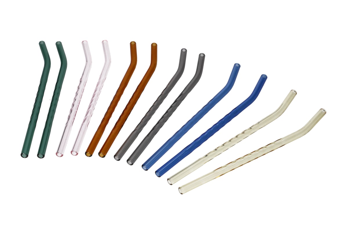 Reusable Glass Straws &amp; Cleaning Brush 13pcs - default