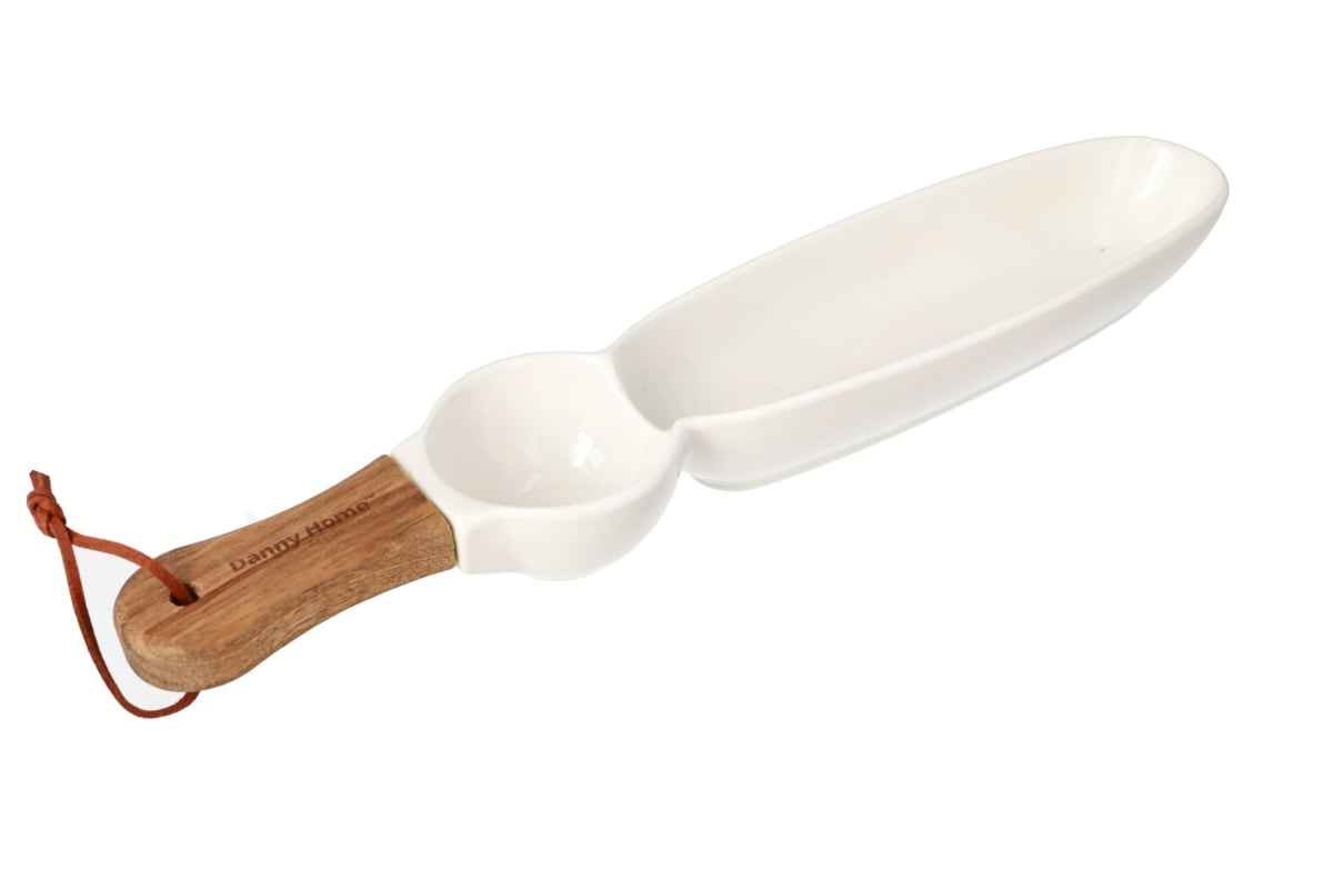 2 Grid Dessert Tray with Wooden Handle 37cm - default