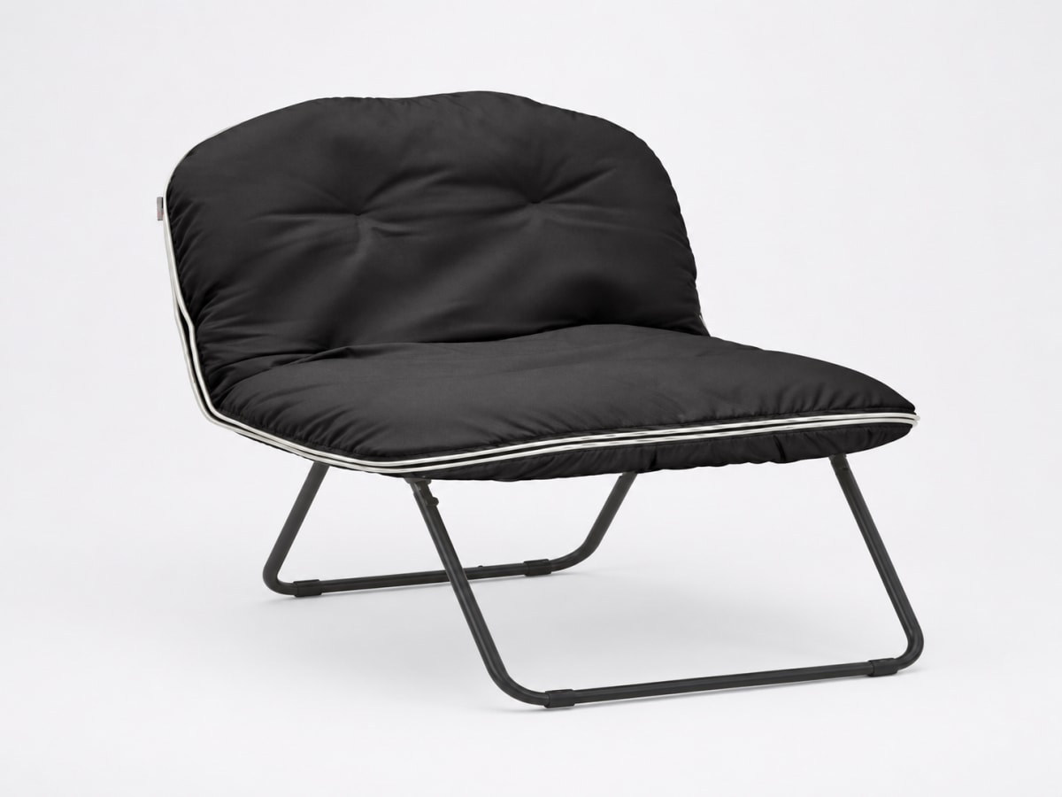 Black Padded Folding Lounge Chair 70cm  - default
