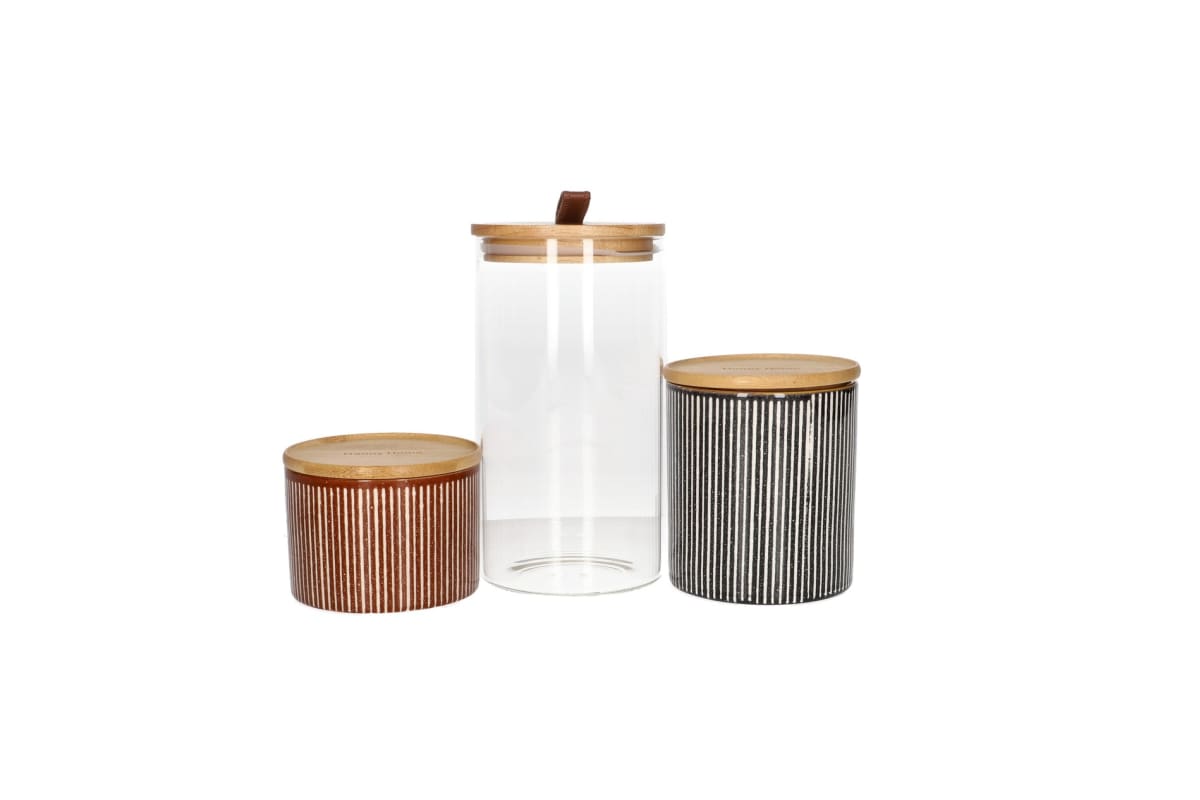 Glass &amp; Ceramic Canister Set 3pcs - default