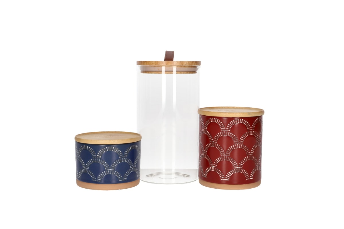 Glass &amp; Ceramic Canister Set 3pcs - default