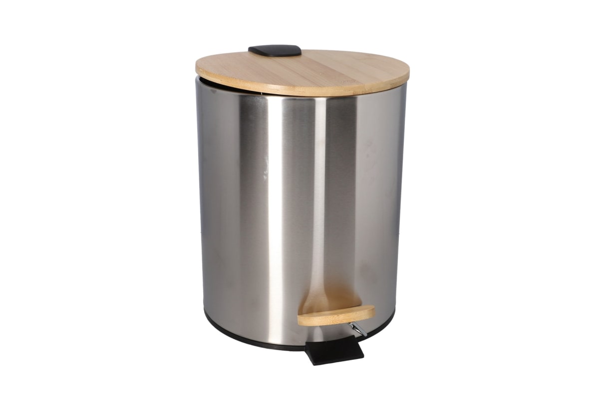 Bamboo Pedal Trash Can 5L - default