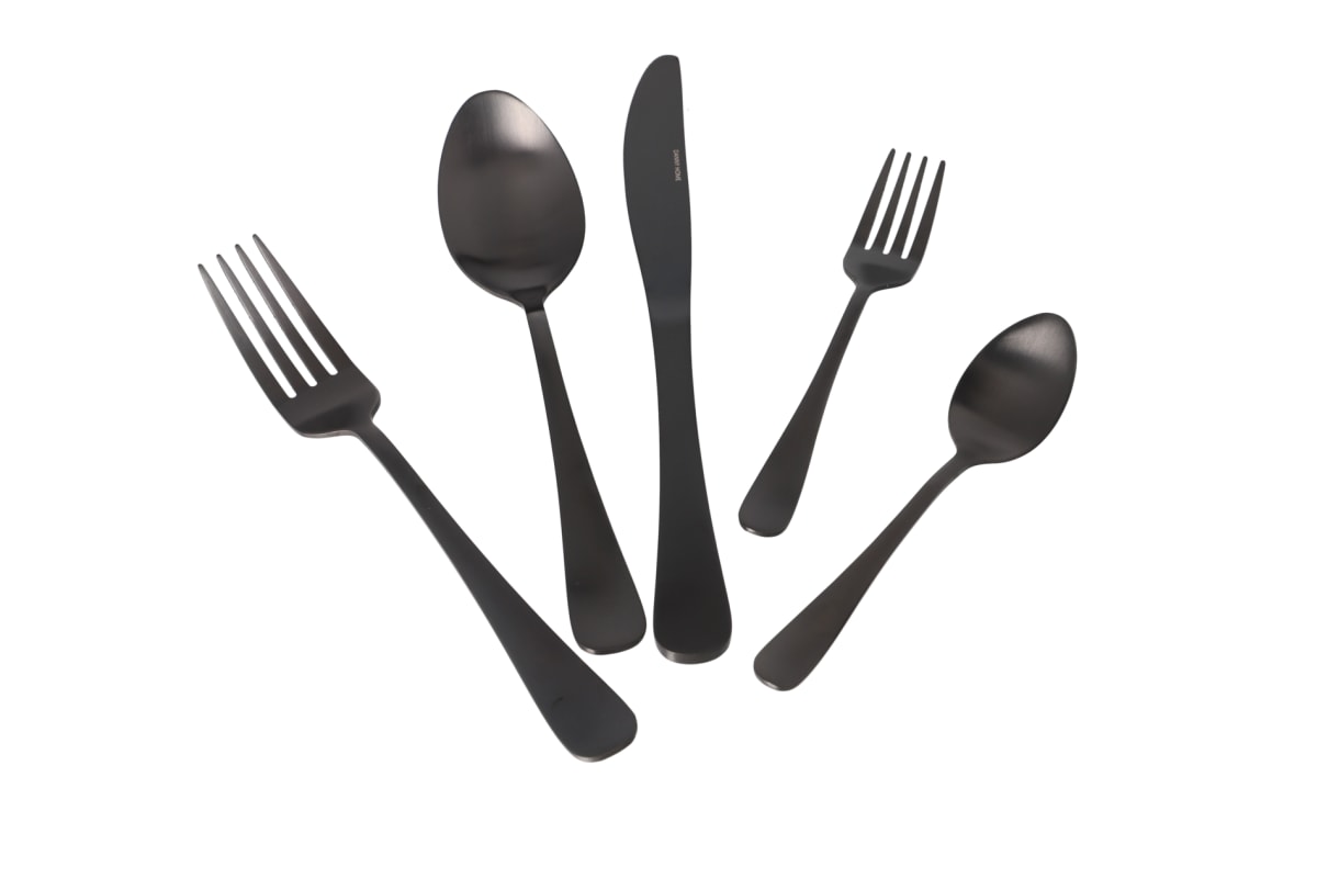 Black 20-Piece Cutlery Set - default