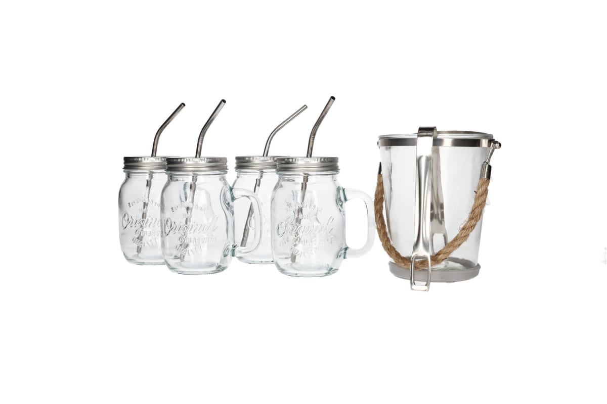  Mason Jar Drinkware Set 6Pcs - default