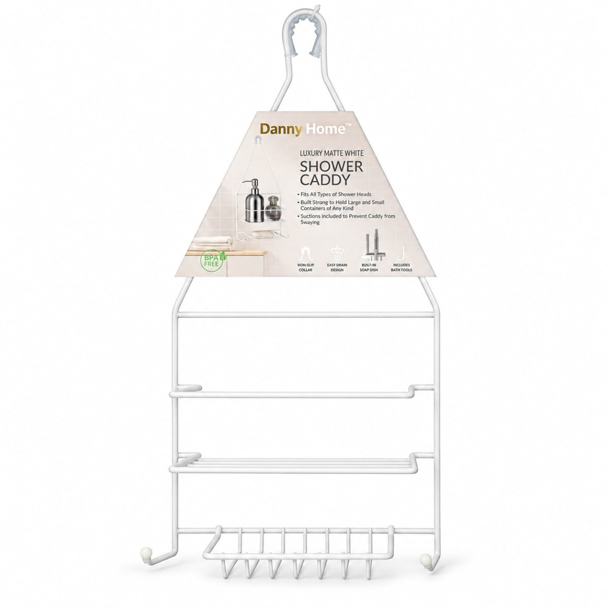 Hanging Shower Caddy Rack 46cm - default