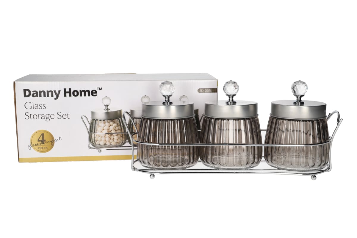 Glass Storage Jar Set 4pcs 480ml - default