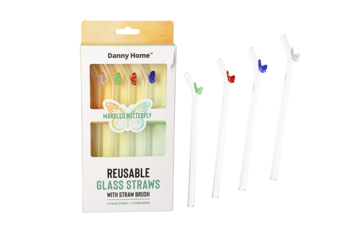 4Pcs Reusable Glass Heat Resistant Straws 20cm - default